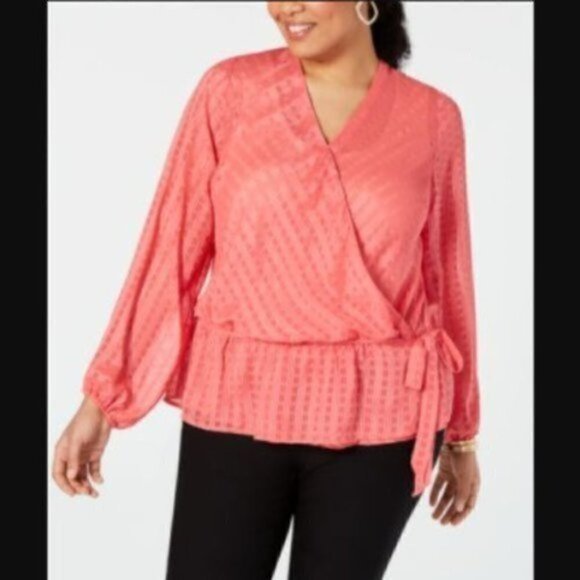 Inc International Concepts - Faux Wrap Tie Front Top - Picture 1 of 3